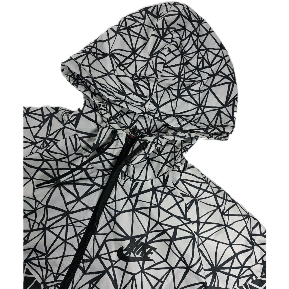 Vintage Nike Jacket Mens MEDIUM Windbreaker Full Zip Abstract Patterned 90s HOOD